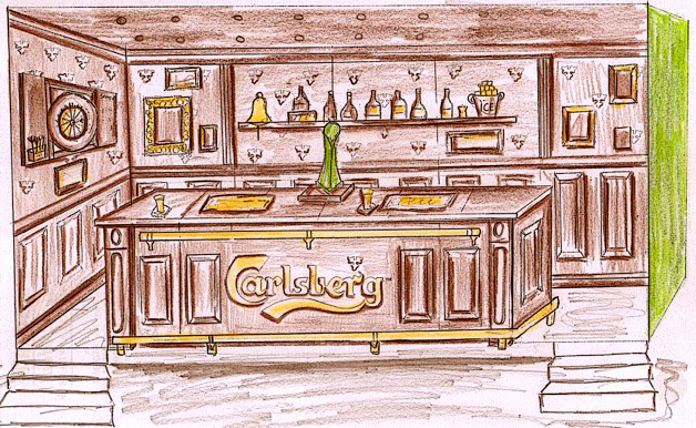 Carlsberg bar pencil sketch
